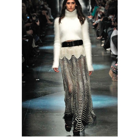 Roberto Cavalli Cream and Black Maxi Skirt fits 4/6 - Picture 4 of 12